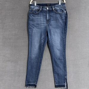 Judy Blue Jeans 13/31 Skinny Fit Medium Wash Mid Rise Raw Hem Stretch‎ Comfort